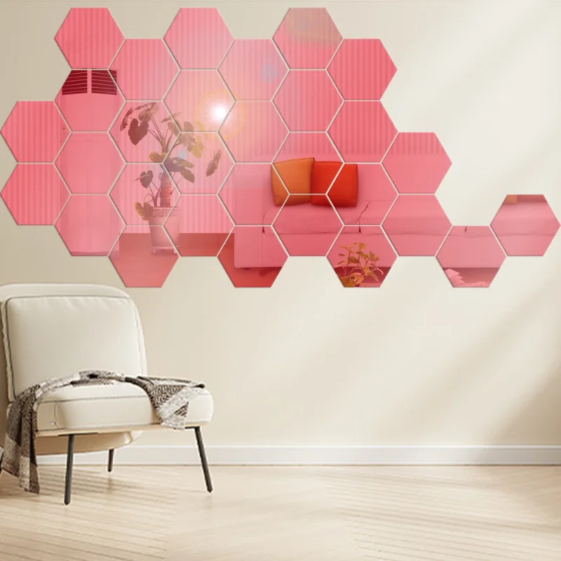 Mini Mirror Wall Stickers wall sticker mirror wall sticker acrylic wall sticker Acrylic Self Adhesive Removable Hexagon Wall Decals for DIY Living Room Bedroom Home Decor 24/6Pcs