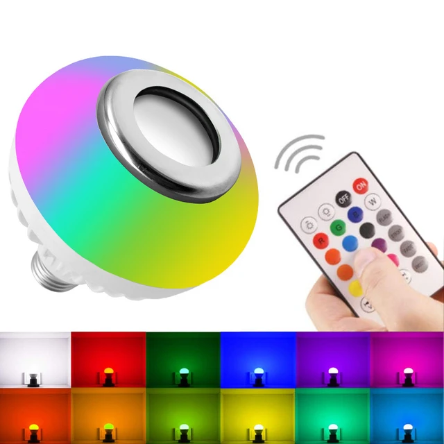 Spptty E27 12W LED RGB Bluetooth Haut-parleur Ampoule Musique Lecture  Lumière Lampe Avec Télécommande, LED Musique Ampoule, LED Lampe De Musique  Lampe 