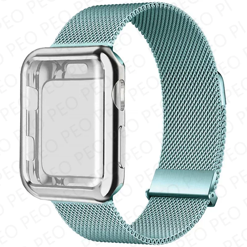 Sleek Metal Magnetic Loop Watch Band with Protective Case