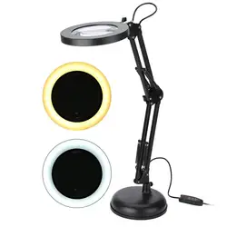USB Desktop LED Cold Light Adjustable 5X Magnifying Glass Table Lamp Nail Salon Lip Beauty Tattoos No Shadow Fill Light Eye Lamp