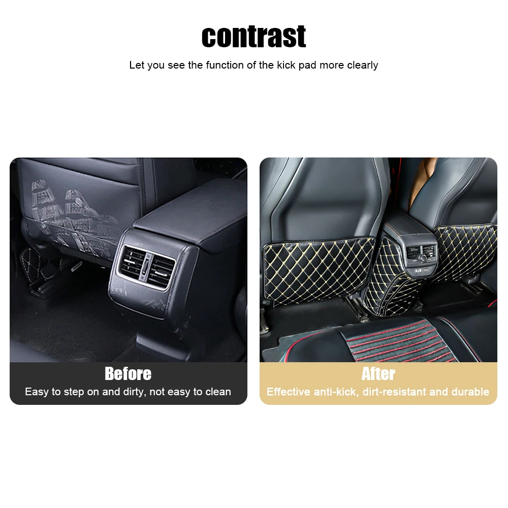 3 Pack For Peugeot 3008 5008 Car Kick Mats PU Seat Anti Kick Mat Seat Back Protector Pad Cover Prevent Trampling