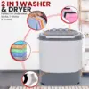 Compact Home Washer & Dryer, 2 in 1 Portable Mini Washing Machine, Twin Tubs, 11lbs. Capacity, 110V, Spin Cycle w/Hose, Tra 6