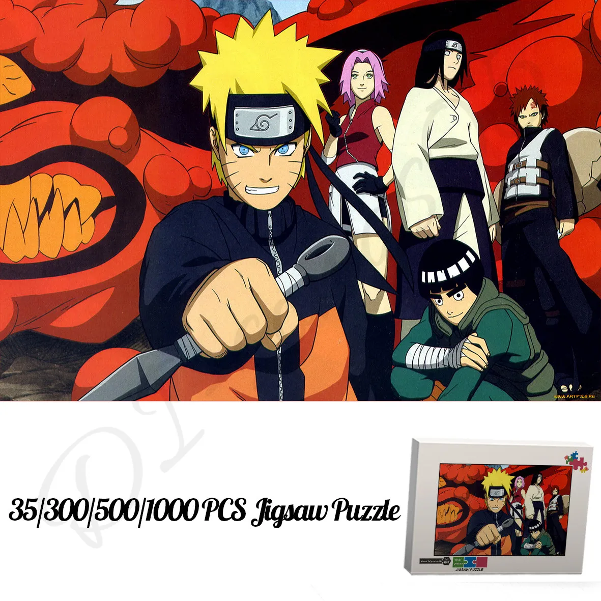 35/300/500/1000 Piece Wooden Puzzles for Kids Bandai Animated Movie Naruto Jigsaw Puzzles Decompress Toys and Hobbies Decoration