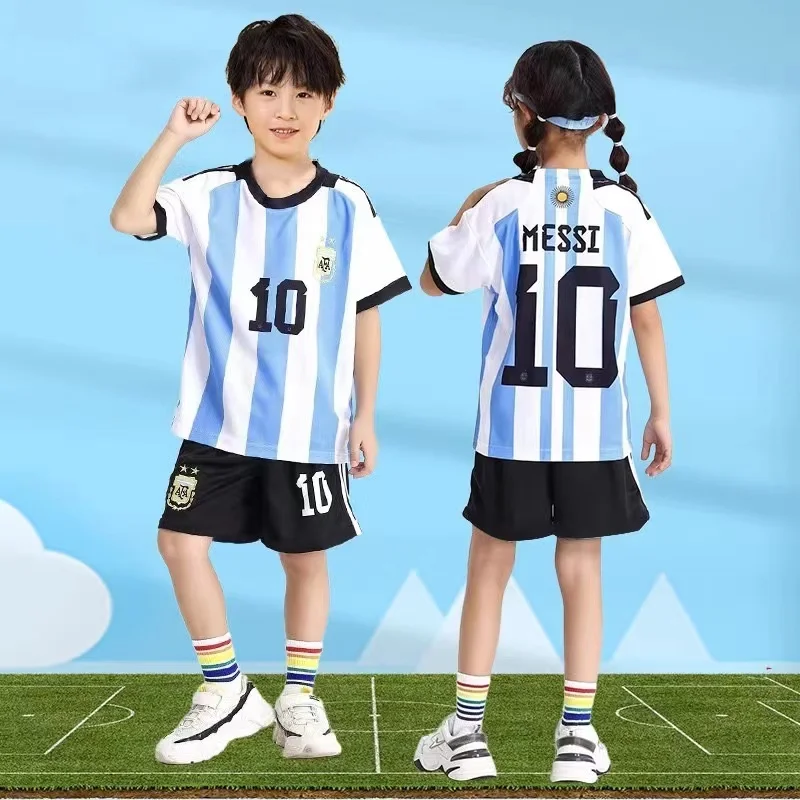 

New Boys' Soccer Jerseys Ronal_do #10 and #7 Jersey For Kids Mess_i Football Youth Jerseys Shirt Gift Children 3 Piece Set