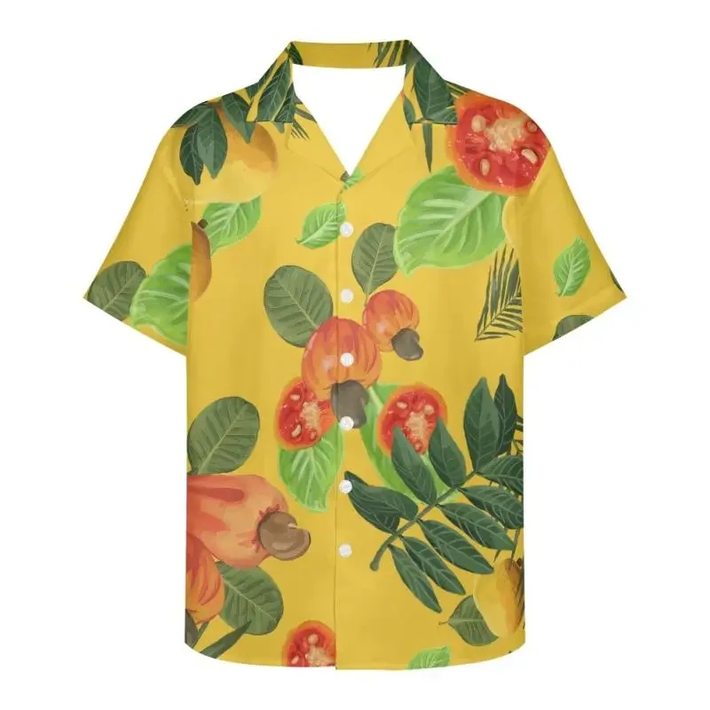 thumbnail image 1 of Camisa de tomate para hombre, camisa de manga corta con estampado de frutas en 3D para hombre, ropa informal de moda con botones y solapa, camiseta de gran tamaño, 1 of 5