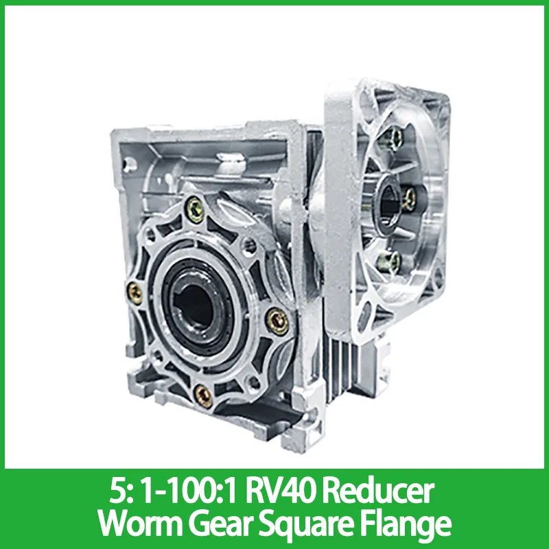 

5: 1-100:1 RV40 Reducer Worm Gear Square Flange NMRV040 Reducer Input Hole 12mm Output Hole 18mm For 90*90mm Square Flange Motor