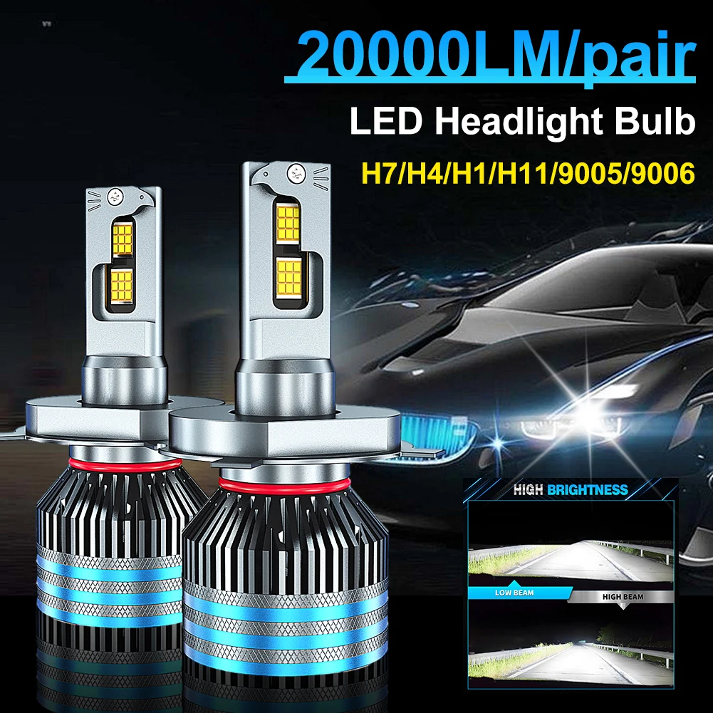 

2Pcs Waterproof Automotive Headlight Bulbs LED Bulbs 150W H7 H4 H8 H9 H11 9005 9006 9012 20000LM High Brightness 6000K White