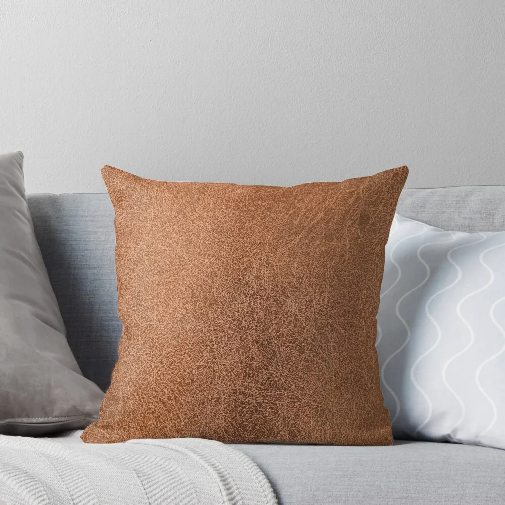 

Worn Brown Leather Look Throw Pillow Throw Pillow Couch Cushions Sofa Cushions Covers