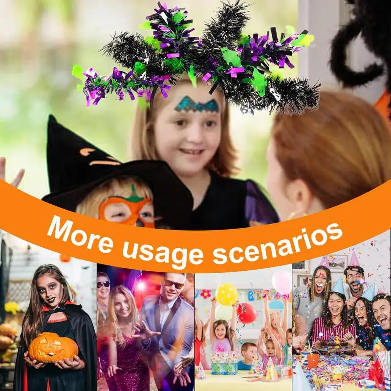 Halloween Pumpkin Headband Colorful Wool Strips Halloween Hair Bands Party Favors Headwear Cosplay Props