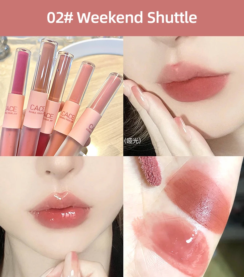 Cace Doppelkopf Lip gloss sexy rote Lippen Make-up Lippen schlamm Spiegel Wasser glanz Lip glasur matten Lippenstift wasserdichte koreanische Kosmetik – Detail 7