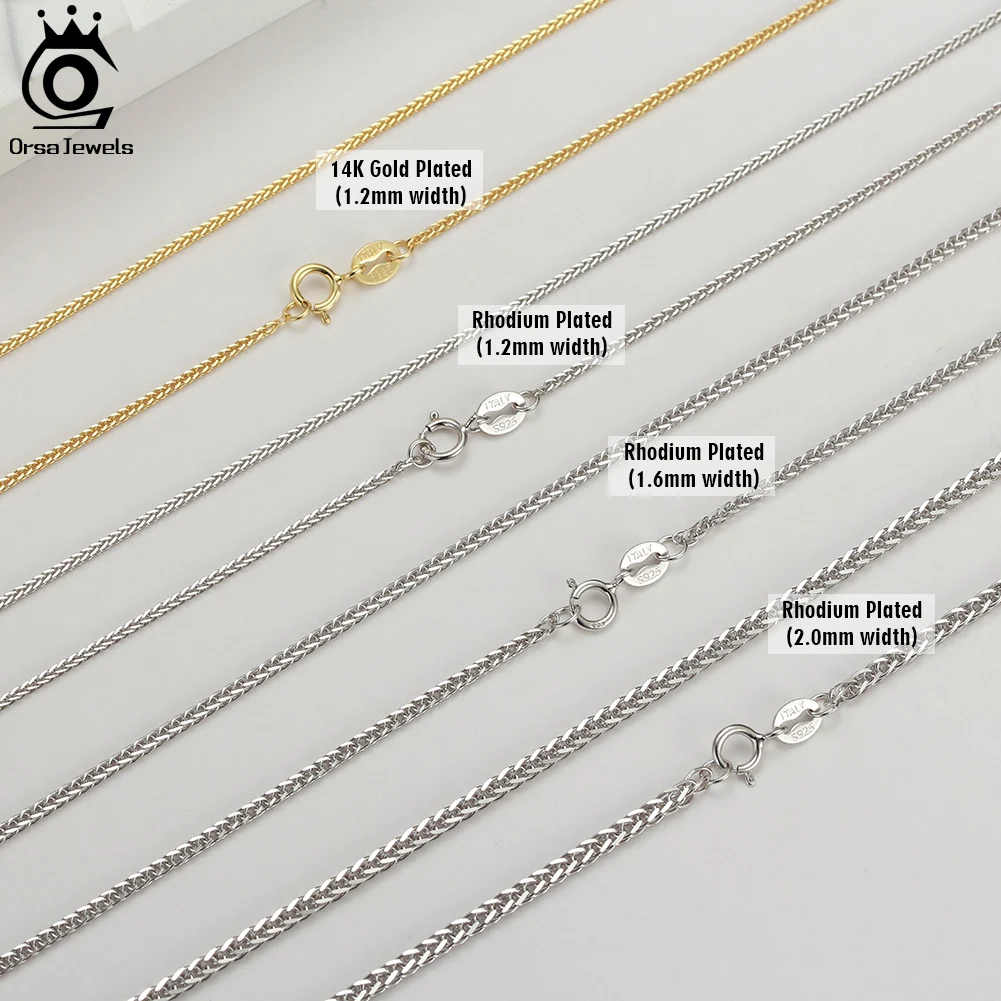 Silver Necklace ORSA JEWELS Italian Handmade 1.2mm Chopin Chain Solid 925 Sterling For Man Woman Neck Chain Jewelry for Pendant SC53
