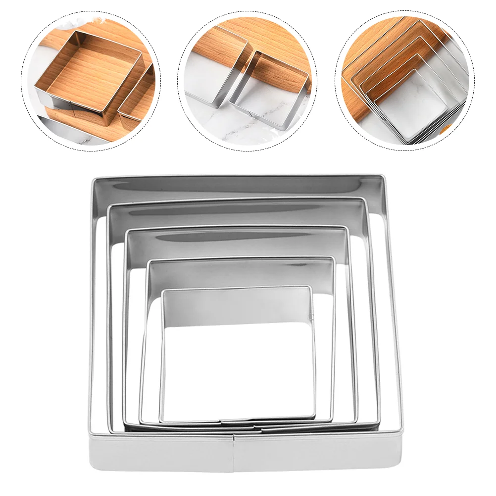 

5Pcs Square Biscuit Molds Kitchen Cookie Molds Metal Cookie Cutters Reusable Cookie Cutters