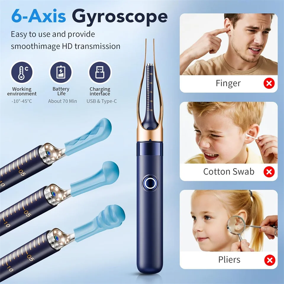 Wax Removal Tool Camera 1000W Pixels Visible Cleaner Kit Tweezers Ear Cleaning With Light Earpick For Adults_voghion.com
