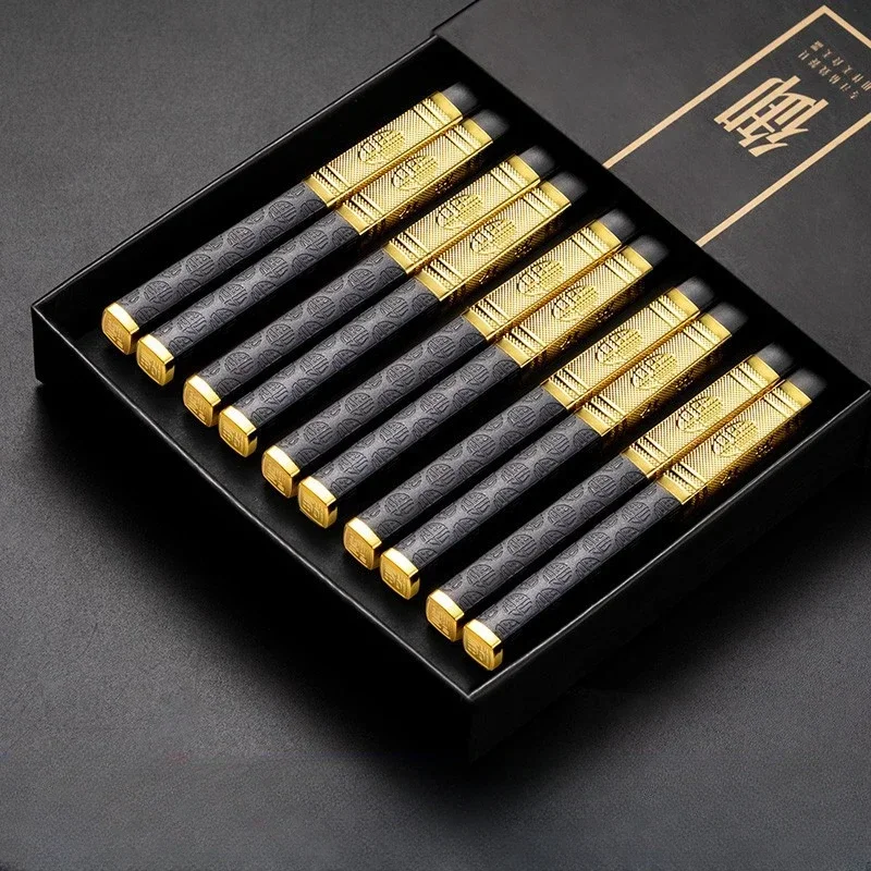 Authentic 25cm Chinese Chopsticks Sushi Sticks Set, 1 Pair Reusable Chopsticks, Healthy Alloy Tableware for Asian Cuisine