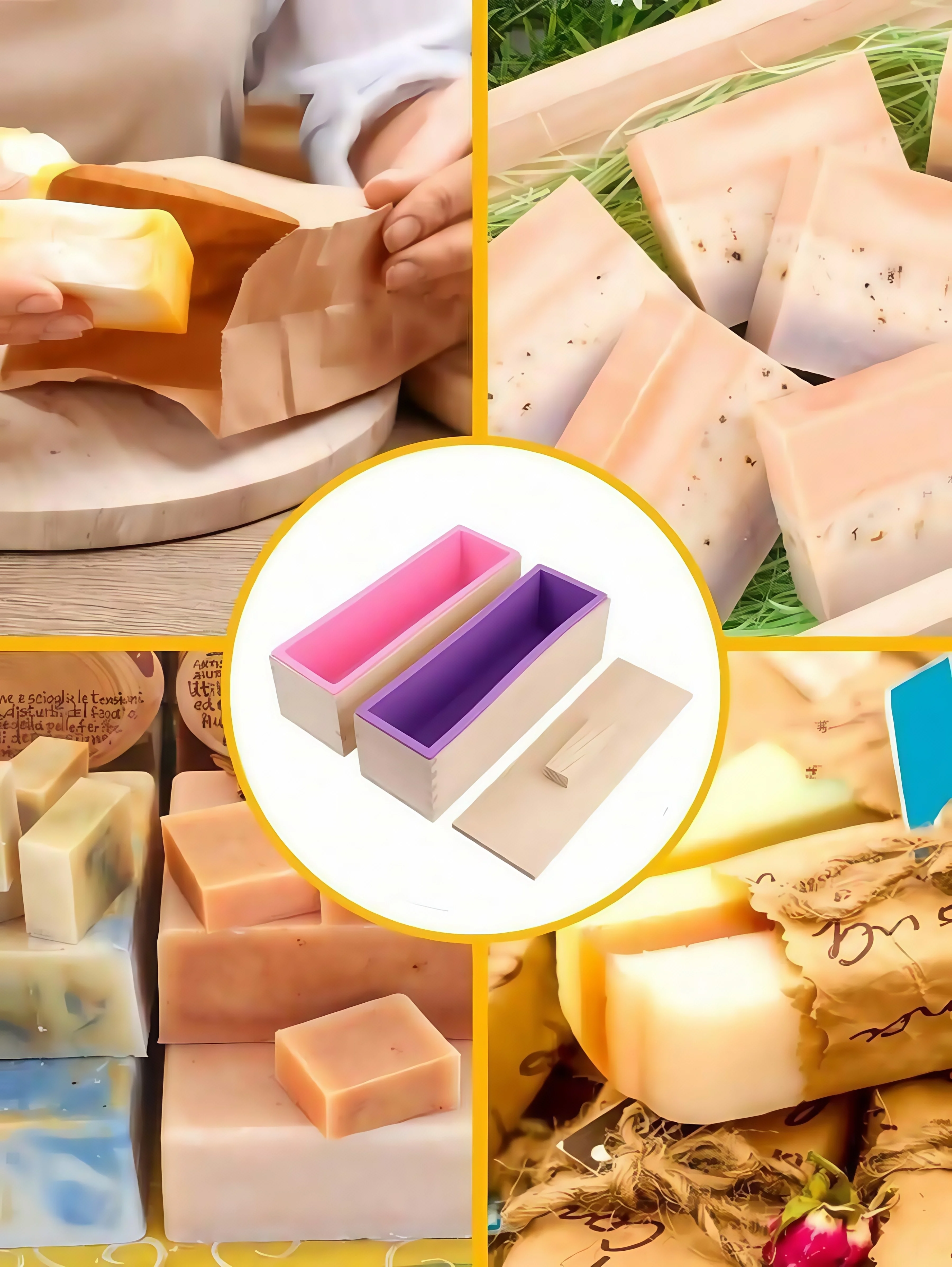 Silicone Mold 1.2L Flexible Rectangular Loaf Wood Box Soaps Making DIY Tool for Soap Cake Making 42oz soap molds