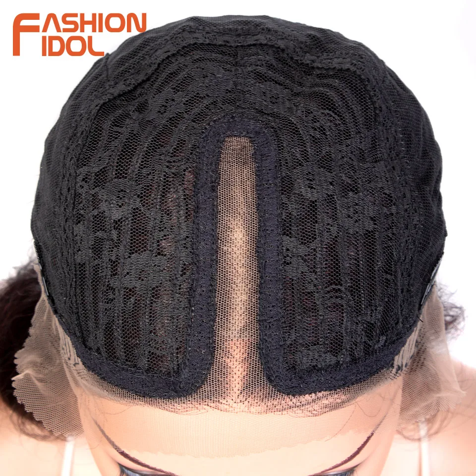 FASHION IDOL 36Inch Cosplay Wigs Synthetic Deep wave Lace Front Wigs For Black Women Ombre Blonde Heat Resistant Fiber Long Wavy 6