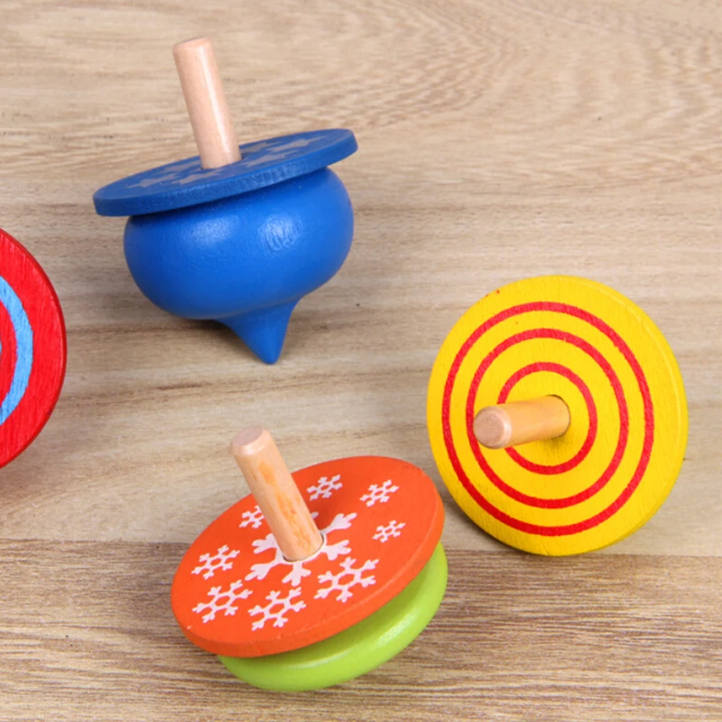 

4Pcs/Lot Wooden Toy Colorful Spinning Top Montessori Magic Classic Toys Spinning Top Educational Birthday Gift
