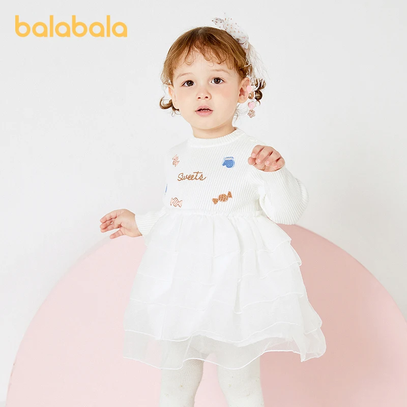 

Balabala Infant Girl Dress Autumn and Winter Fashion Sweet Fashionable Exquisite Princess Veil Dress