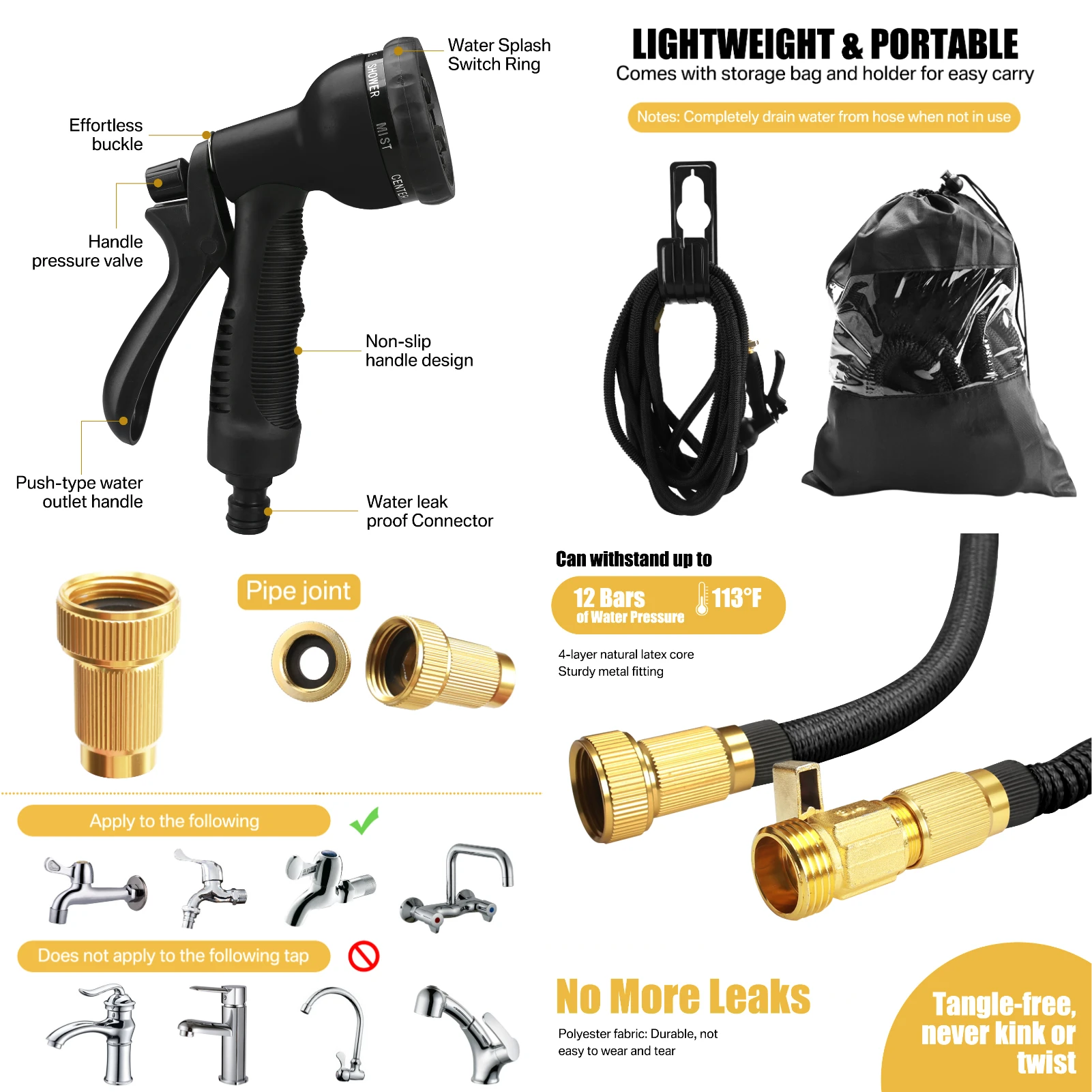 Garden Hose Expandable Magic Hose Expandable Water Hose Water Hose Expandable Hose 50/75/100Ft Expandable Garden Hose with 8 Functions Spray Nozzle for Garden Irrigation Car Wash