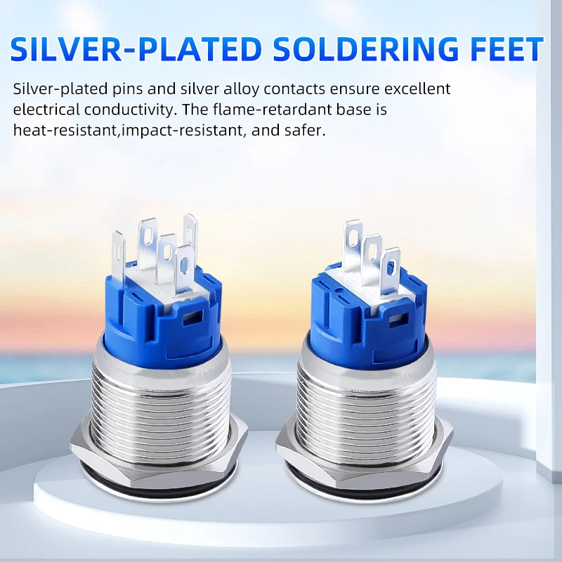 Metal switch button push with wire waterproof 12mm-22mm momentary/latching Led light start stop 5V-220V