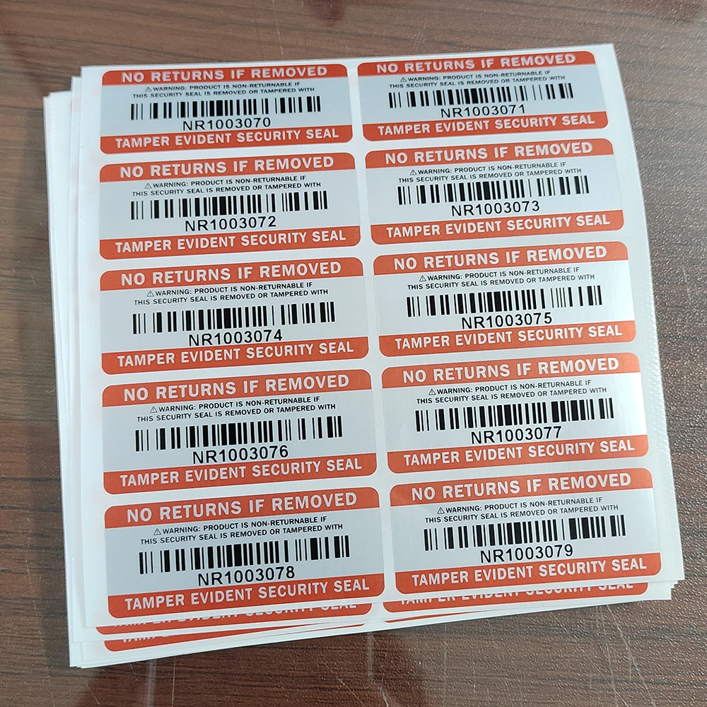 100pcs 50x20mm NO RETURNS IF REMOVED Tamper Evident Security Seal VOID Left Vinyl Package Protection Label Sticker Waterproof