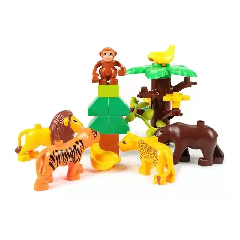 Construction Blocks Building Blocks Big Size Building Blocks Forest Animals Lion Deer Panda Beast Enlightenment Toys Compatible Large Blocks Children Kids Gifts