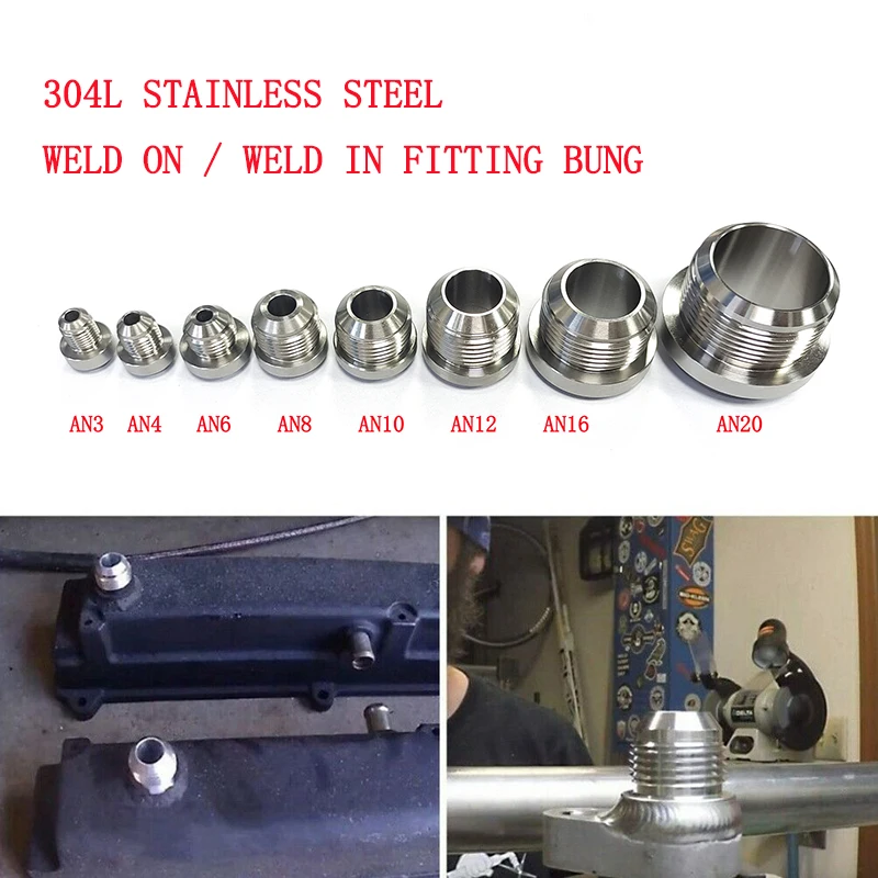 AN3 AN4 AN6 AN8 AN10 AN12 AN16 AN20 STAINLESS STEEL WELD ON FITTING BUNG MALE weld fittings