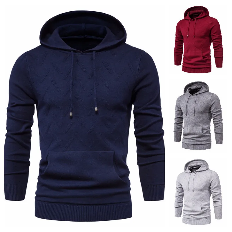 

2022 Autumn Winter New Men Sweater Hooded Pullover Casual Slim Knit Men's Hoodies Sweatshirts Male Clothing Korea Streetwear