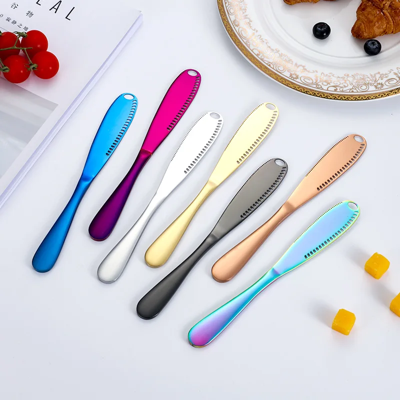 Multifunction Butter Knife With Hole Cheese Dessert Jam Knife Stainless Steel Cutlery Tool Kitchen Toast Bread Tableware