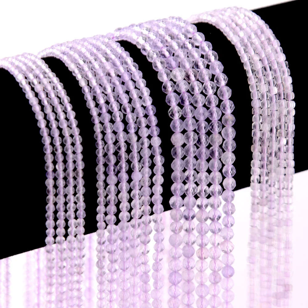 Natural Lavender Amethyst Faceted Round / Cube Beads 2mm,3mm,4mm，Fine Jewelry Making, DIY Bracelet And Necklace 4