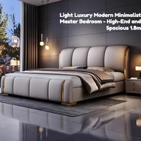 Lit double moderne de 200x220cm, esthétique et unique, avec organisateur intégré, imperméable et multifonctionnel, pour chambre à coucher 1