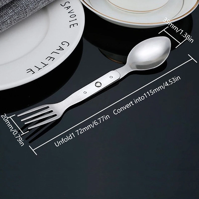 2-in-1 Fork Dessert Spoon Cutlery Set For Outdoor Camping And Picnics Silverware camping cutlery