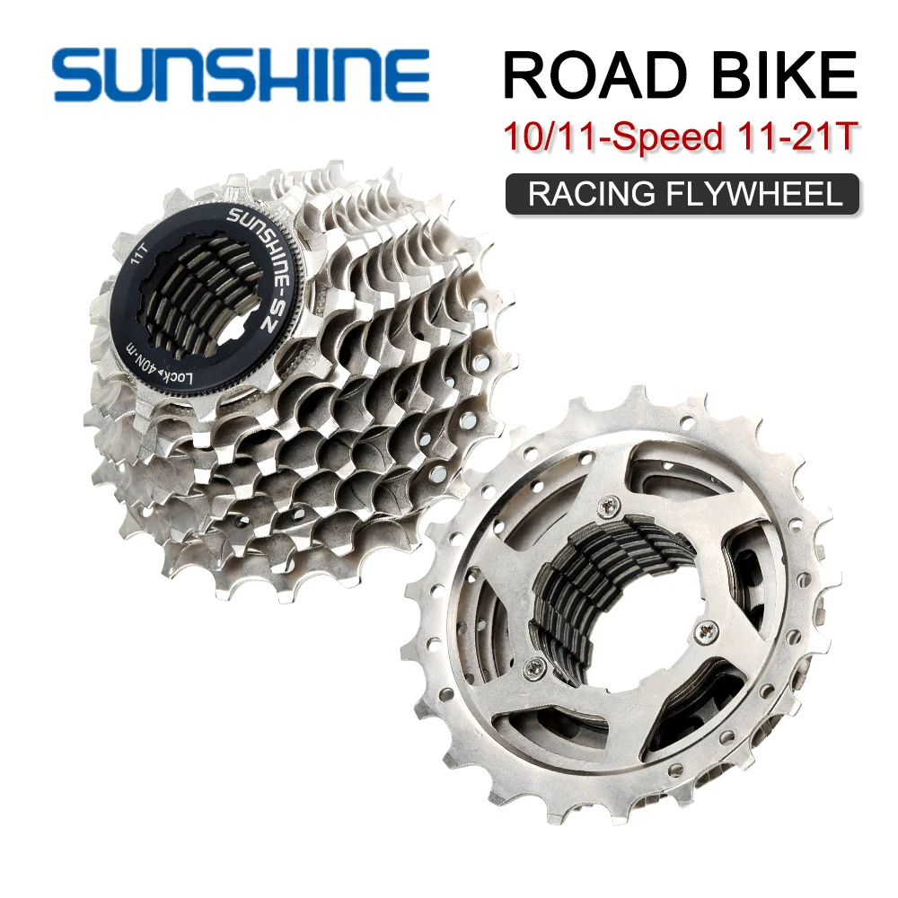 Sunshine Race Road Bike Ruota Libera 10S 11-21T/11S 11-21T Cassetta E Kmc X10 X11 Argento Nero Catena Road Racing Volano