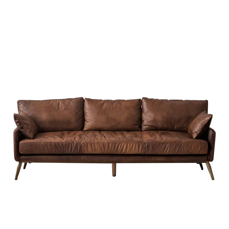 

Minimalist leather sofa and second-hand design multi-person sofa
