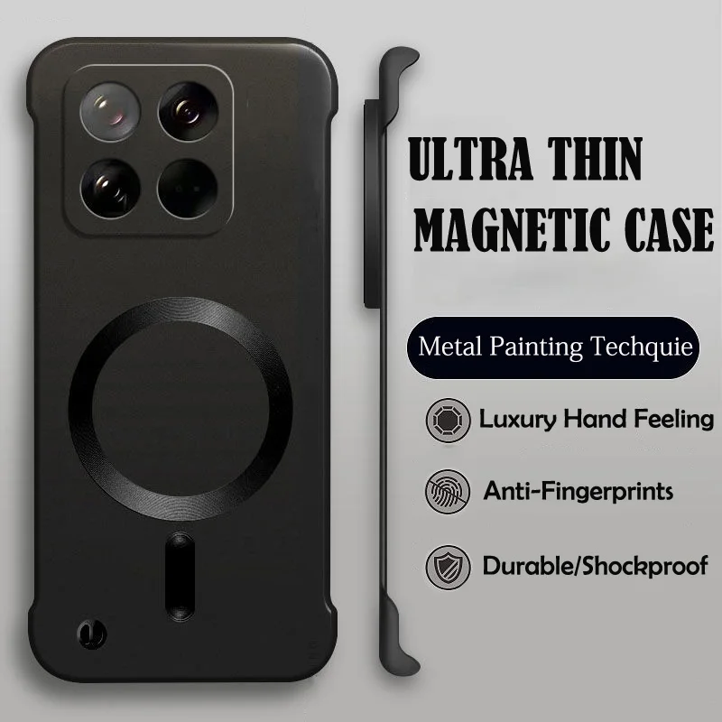 Luxury MagSafe Wireless Charging Phone Case with Magnetic Bumper and Hard PC Protective Cover