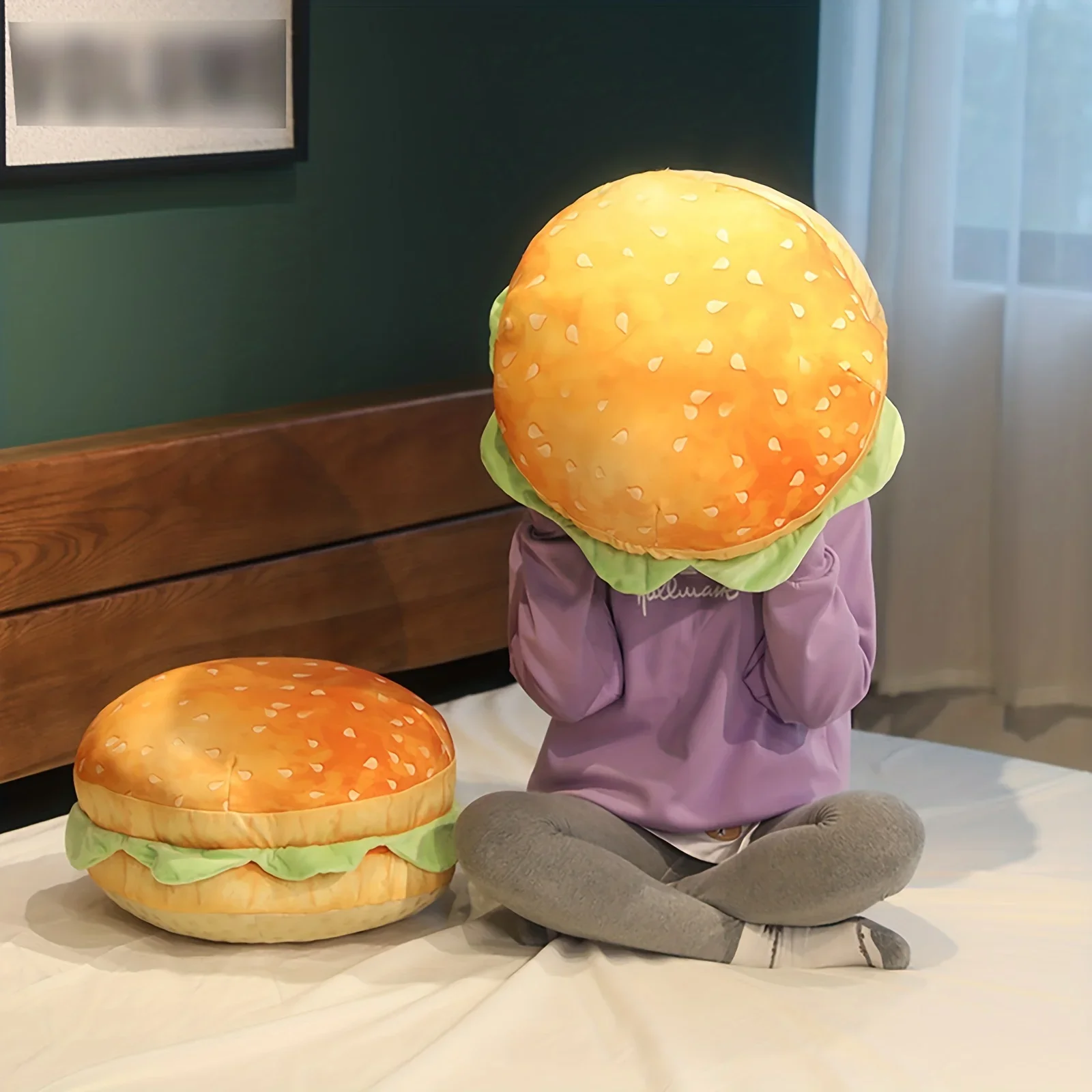 Cheeseburger Plush Pillow Hamburger Stuffed Pillow Giant 3D Simulation Burger Cushion Pillow Toys Gift for Room Decor Holiday 3