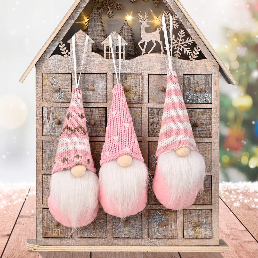Christmas Decorations 3Pcs/lot Gnome Elf Doll Pendant for Home Xmas Tree Ornament