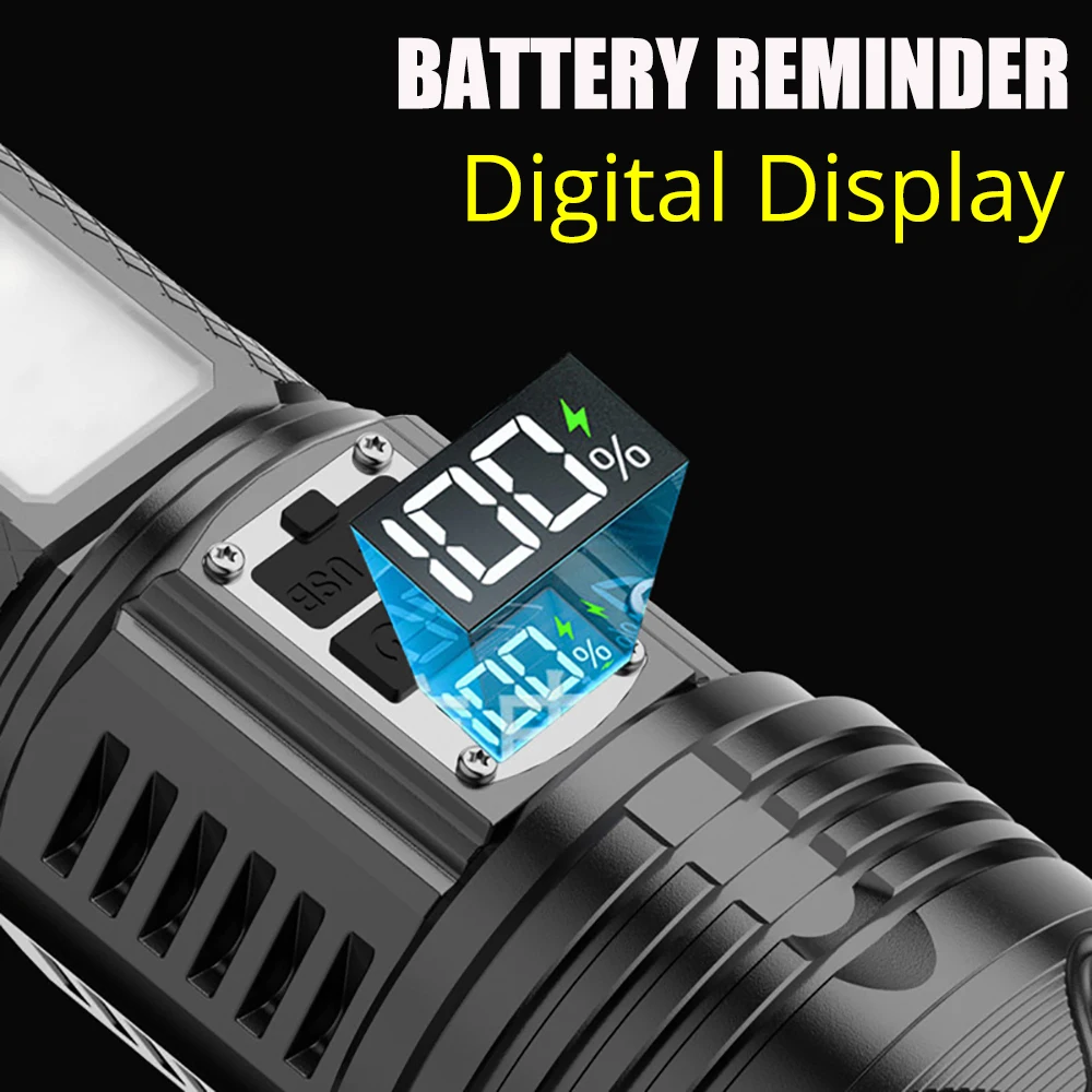 Torcia Tattica Militare Led Ricaricabile 15000lm Professionale Fascio 1500m 4 Intensita Luce Power Bank Treppiedi Incluso Maka 86986865 - Foto 4