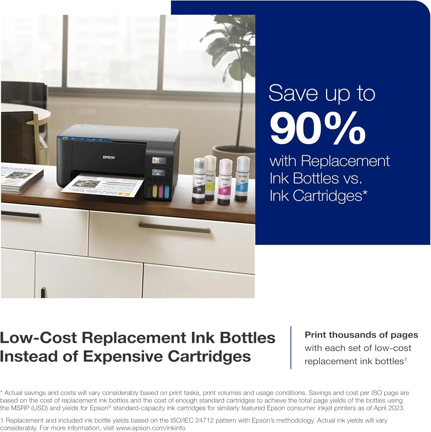 EcoTank ET-2400 Wireless Color All-in-One Cartridge-Free Supertank Printer with Scan , Everyday Home Printing, Black 2