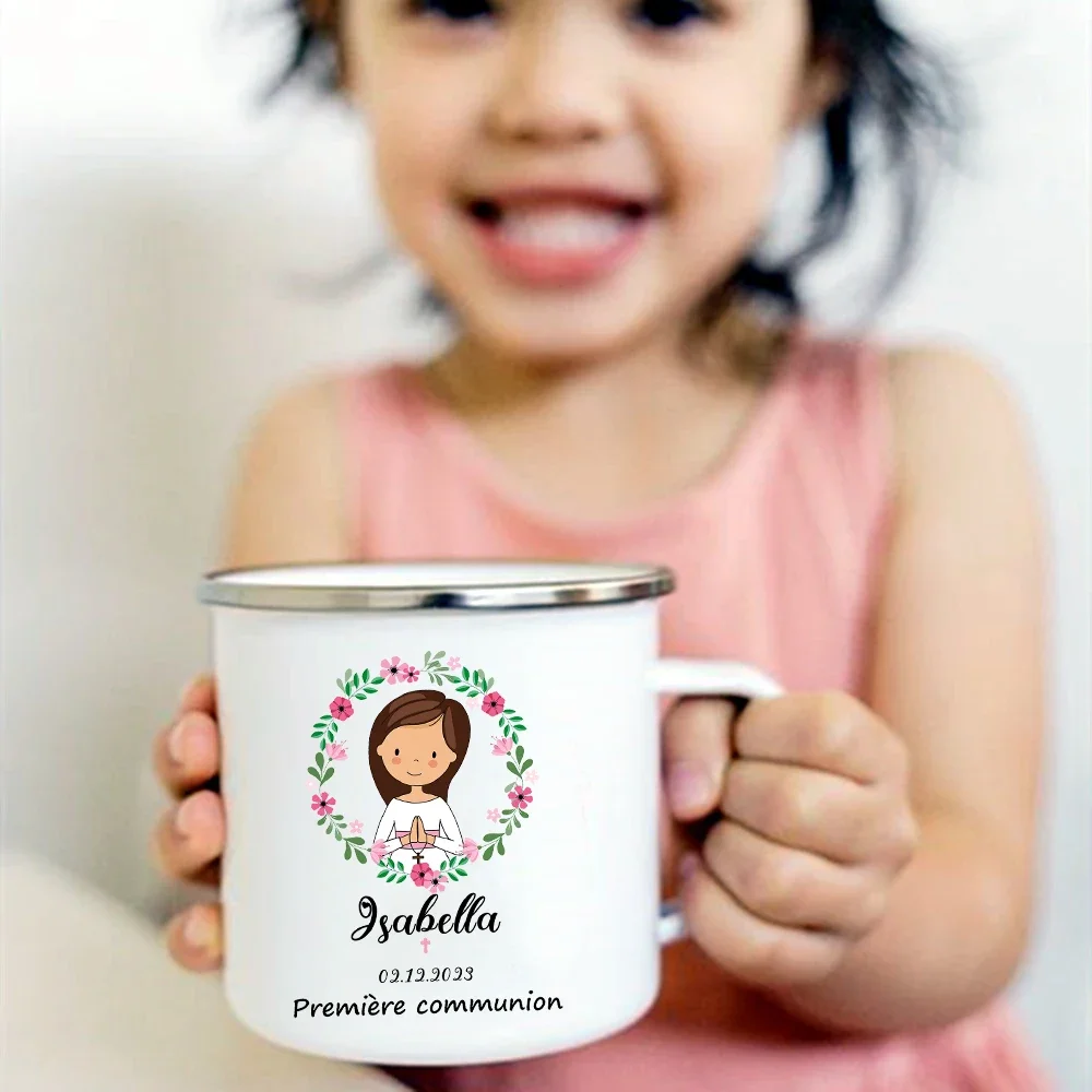 

Personalized Mug for Kids Hot Chocolate Custom Name cup coffee cups Handle Mugs Favors Child First Holy Communion Party Gift