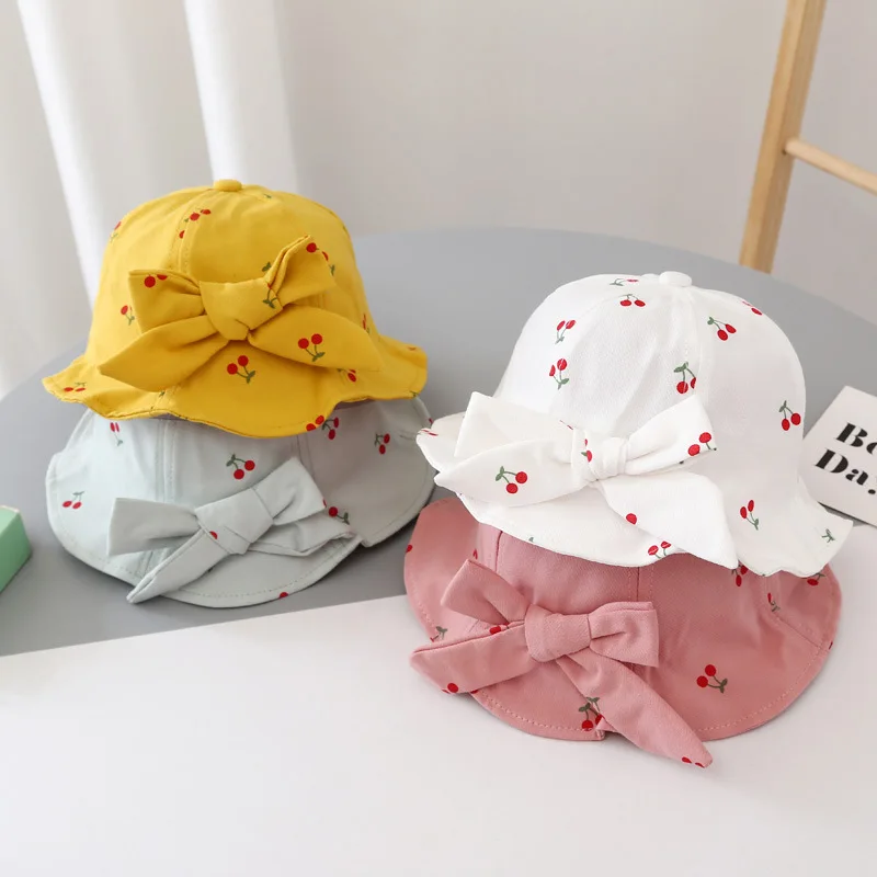 Kids Bucket Hat Kids Sun Hat Fruit Printed Soft Cotton Outdoor Fisherman Cap for Children Girls