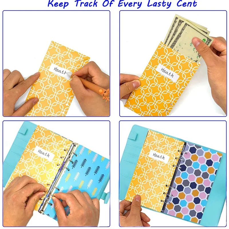PU 가죽 폴더 예산용 현금 봉투 시스템, 마감 도구, 예산용 지갑, 지출을 추적하기 위한 예산용 현금 지갑, 27 A6