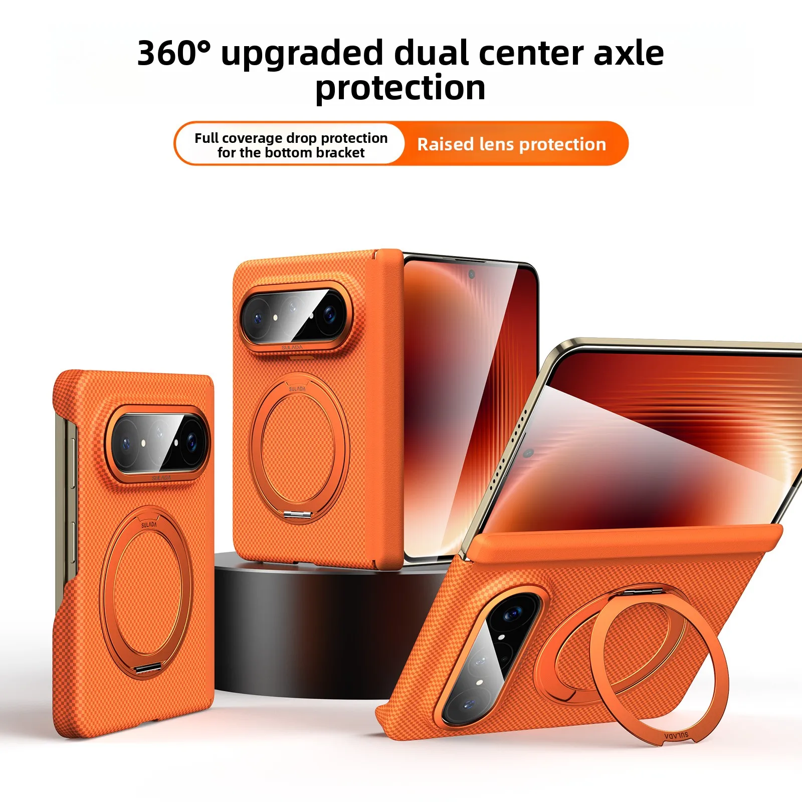 Magnetic 360° Rotating Stand Texture Skin Feel Shockproof Case with Dual Axis Protection