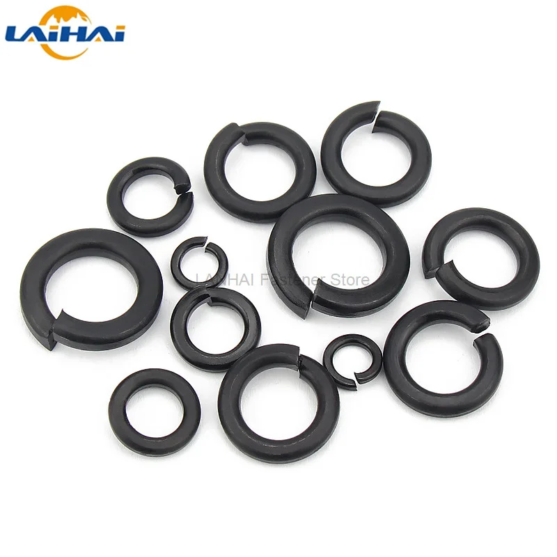 

10/100pcs M1.6 M2 M2.5 M3 M4 M5 M6 M8 M10 M12 DIN127 GB93 Black 304 Stainless Steel Spring Washer Split Lock Elastic Gasket