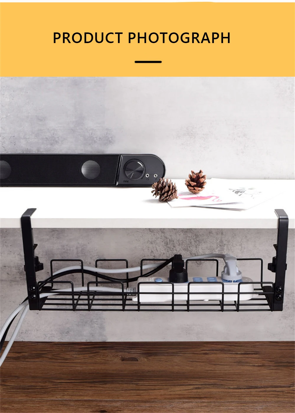the Leek Under Desk Organizer in a home office