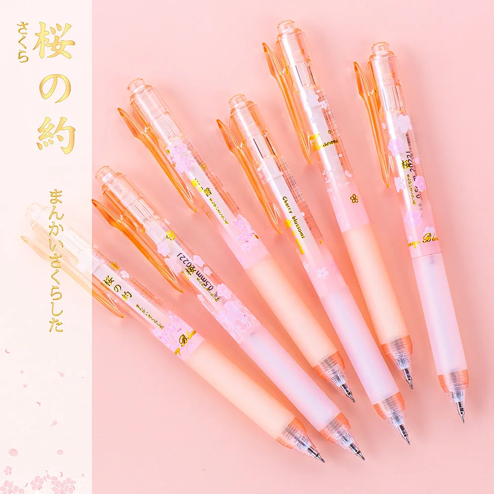 

36 pcs/lot Kawaii Sakura Press Gel Pen Cute 0.5mm Black Ink Signature Pens Promotional Gift Stationery School Supplies