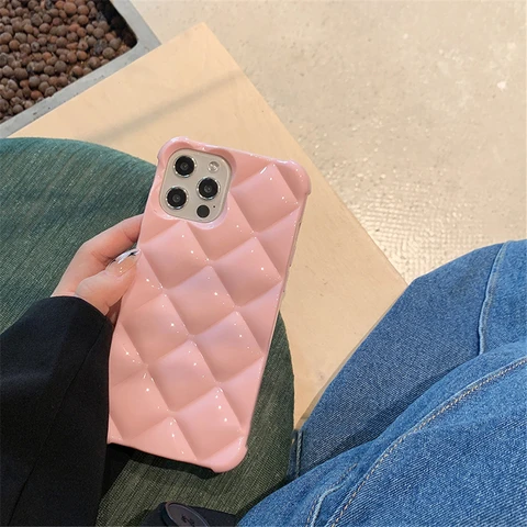 Candy Color Luxury Diamond Lattice Phone Case For iPhone 11 12 13 Pro Max X XR XS 7 8 Plus SE Soft Silicone Shockproof Cover
