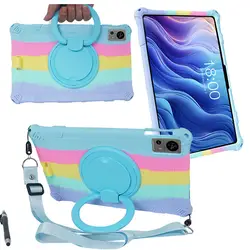 360 Rotating Silicone Tablet Case with Full Body Protection and Kickstand, 12 - inch - T60 12inch (MixSkyBlue)