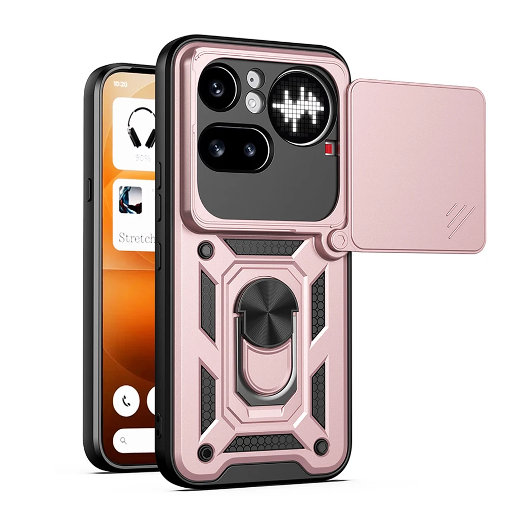 Enhanced Slide Camera Ring Kickstand Holder - Full Protective Phone Cover Case