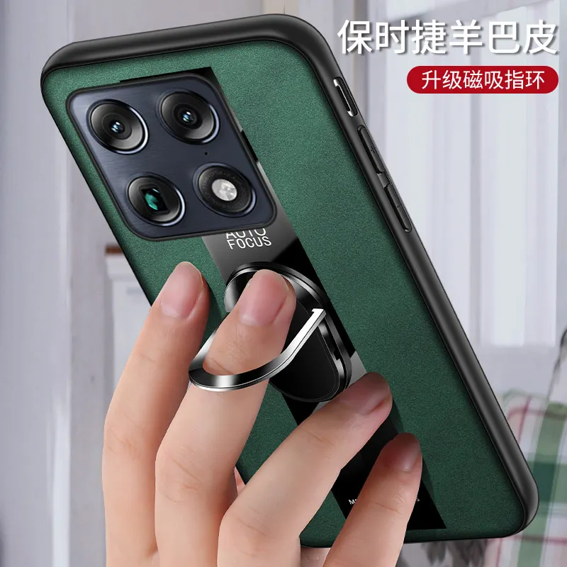 Magnetic Ring Holder PU Leather Shockproof Case with Lens Protection